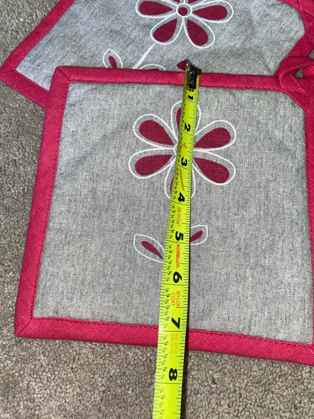 Gourmet PRO Pot Holders pink gray Set of 2 floral